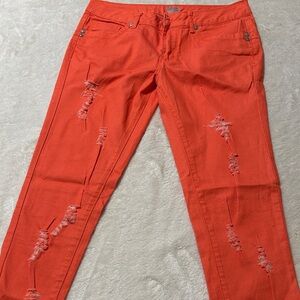 Stylish Orange Distressed Women Jeans